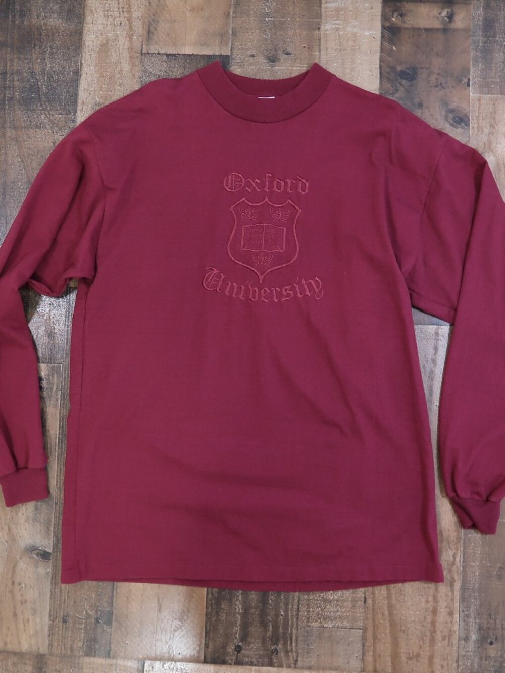 Oxford University Mock Neck Embroidered Long Sleeve Tee President Mens Large